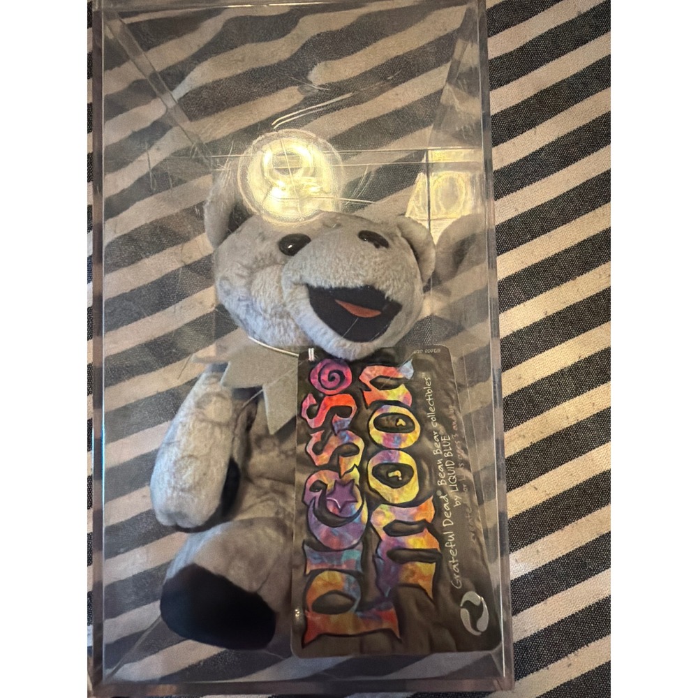 Grateful Dead Liquid Blue Picasso Moon Bean Bear Series 4 Grey Plush 2000 NWT